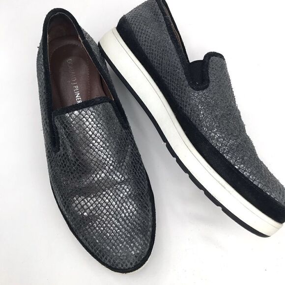Donald J Pliner Mickey Metallic Sparkle Faux Snakeskin Slip On Sneaker Loafers - Picture 4 of 13